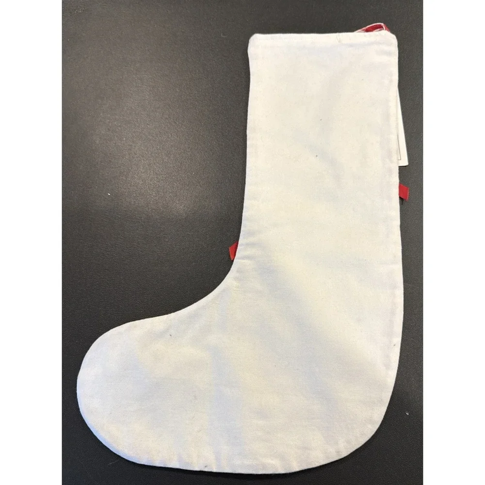 Mud Pie Red White Gingham Velvet Bow Holiday Christmas Stocking‎ 18 Inch NEW